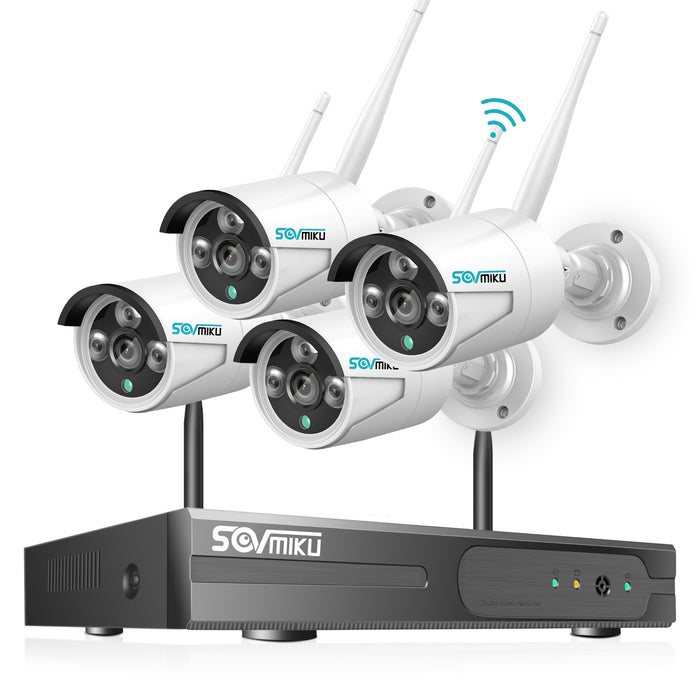 Sovmiku 4Pcs 3MP Wireless Wi-Fi Security Camera System,No HDD ,IP65 Waterproof ,Motion Detection