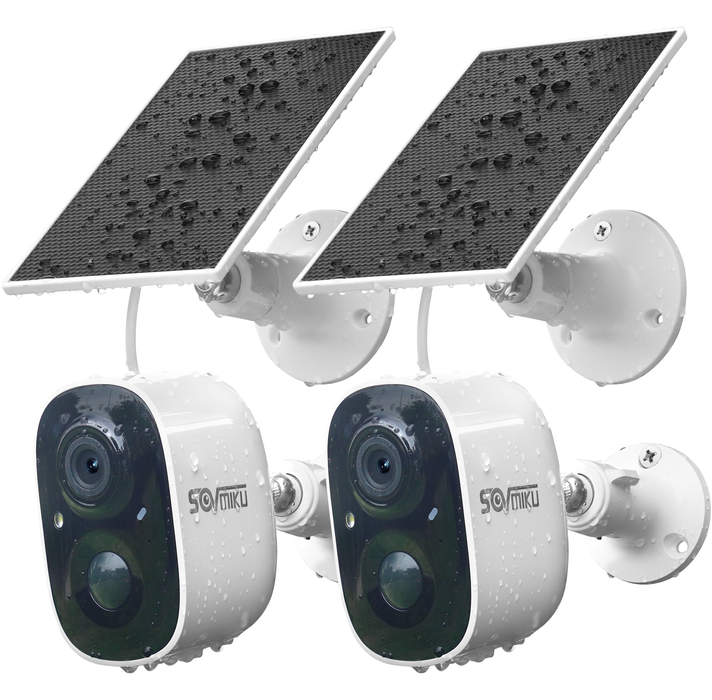 Sovmiku CG6 2K Solar Security Camera Wireless Outdoor,Easy to Setup,User Friendly,Two Way Audio,Audible Flashlight Alarm,2.4GHz Wi-Fi,Color Night Vision, SD Slot,Vicohome App