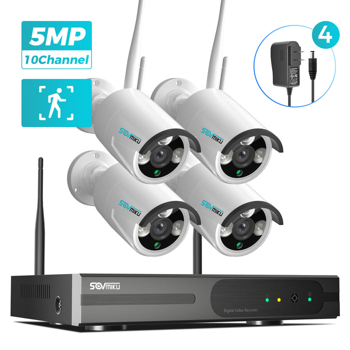 Sovmiku 4Pcs 3MP Wireless Wi-Fi Security Camera System,1TB Hard Drive, IP65 Waterproof