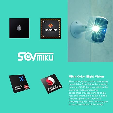 Sovmiku CG3 2K Starlight Color Night Vision,Solar Security Camera Wireless Outdoor,2-years Free Cloud Storage,Easy to Setup,Motion Detection,Two Way Audio,Audible Flashlight Siren,2.4GHz Wi-Fi,SD Slot