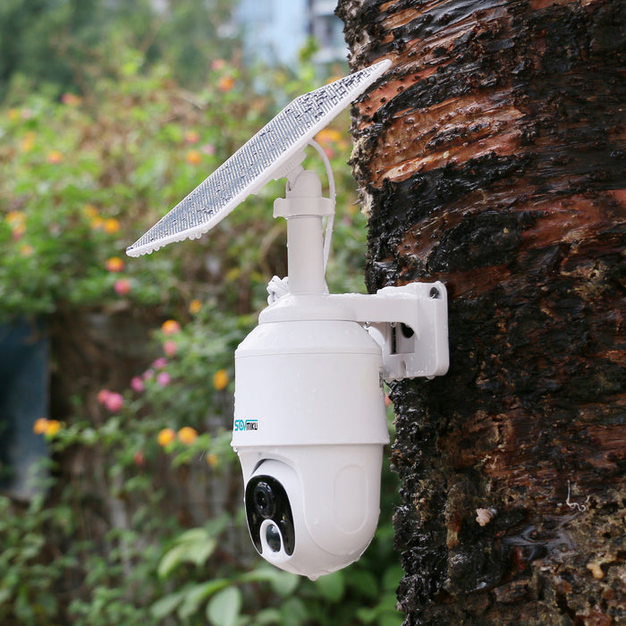 CQ1A 2K Solar Security Camera Outdoor,360° View Pan & Tilt,Easy to Setup,Night Vision,Audible Flashlight Alarm, Human Alert,Vicohome App