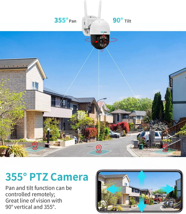 8X Hybrid Zoom Auto Tracking Pan/Tilt 360° View 4MP WiFi PTZ Security Camera